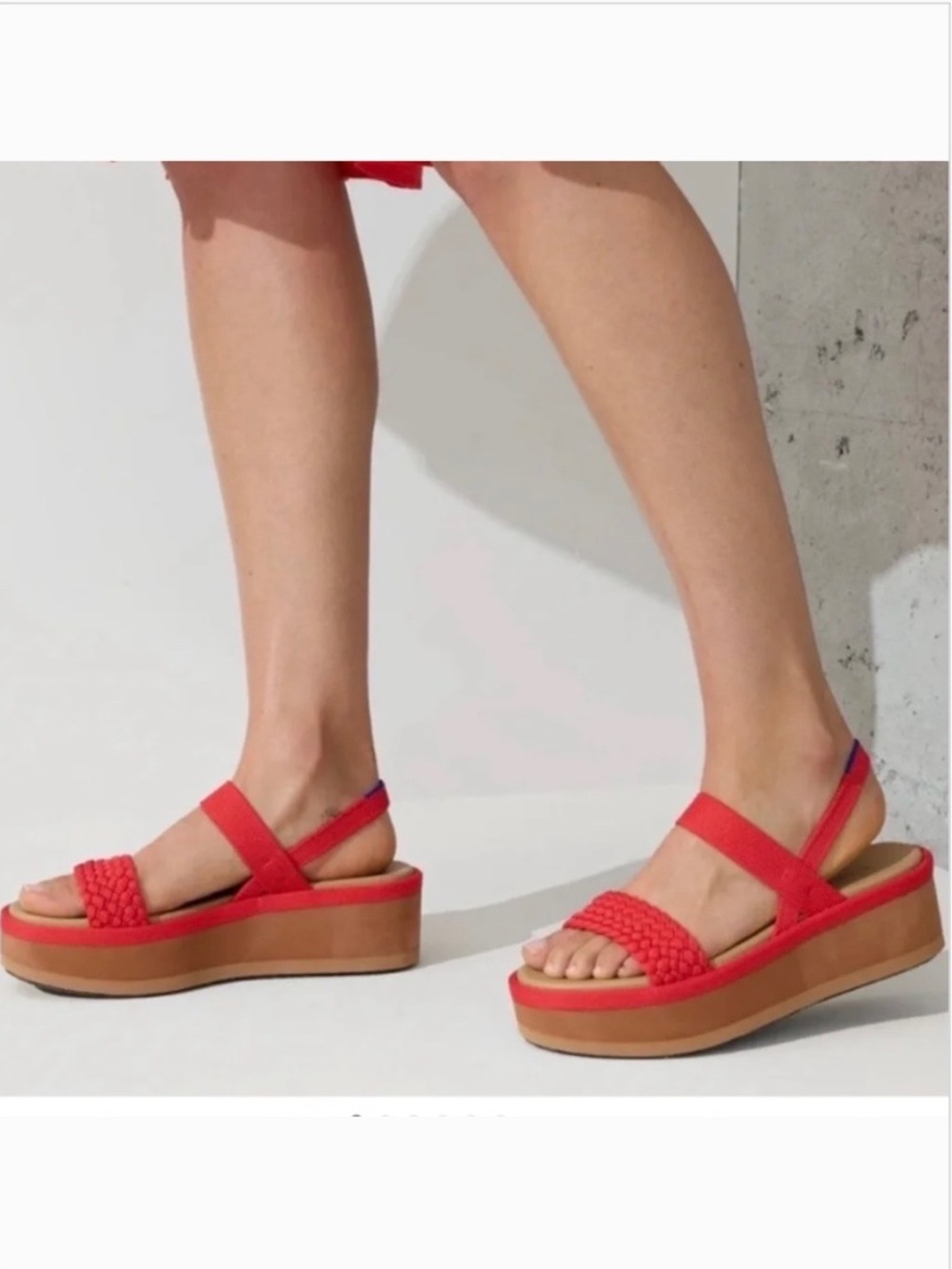 Rothy's The Lightweight Wedge Sandals Red Hot Woven SZ 9